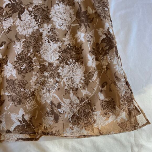 Y2K 2000s Brown Floral Baby Doll Blouse Flutter Sleeve Plus Sz 18 Boho Mesh - Picture 3 of 7